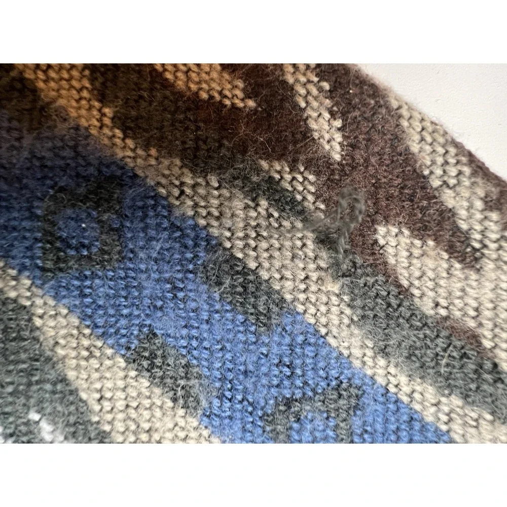 Unbranded Women's  Blue Maroon Brown Tan Fringe  Geometric Scarf  ~ 27